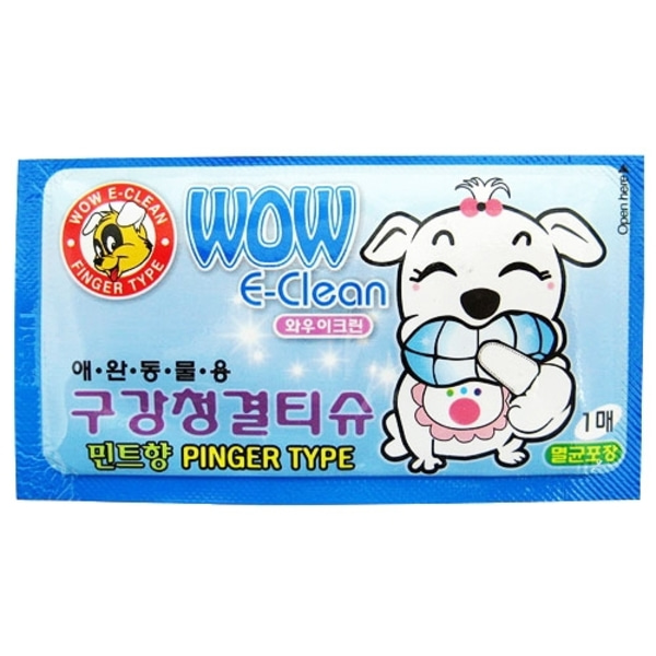 와우 이크린 구강 청결티슈 1매-강아지용품-애견용품-멍뭉이마트
