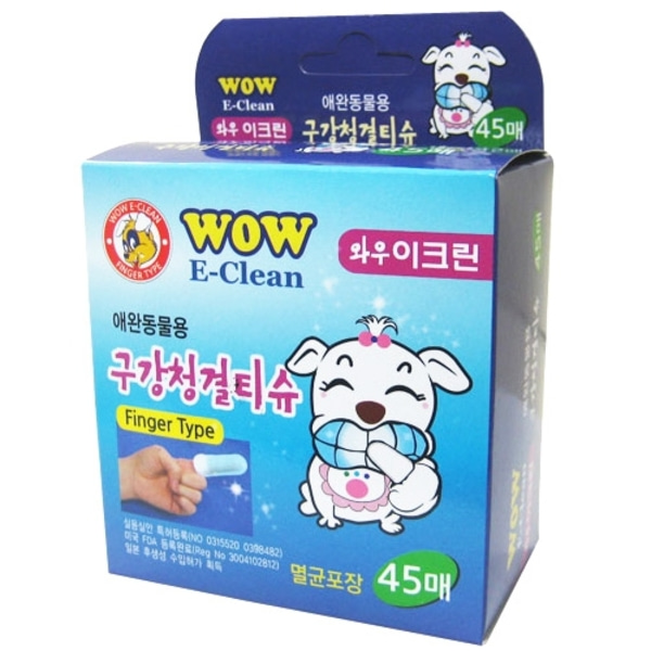 와우 이크린 구강 청결 티슈 45매-강아지용품-애견용품-멍뭉이마트